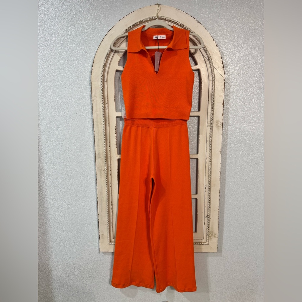 RIVIR Vibrant Orange Women's Jumpsuit SZ M - Picture 5 of 9